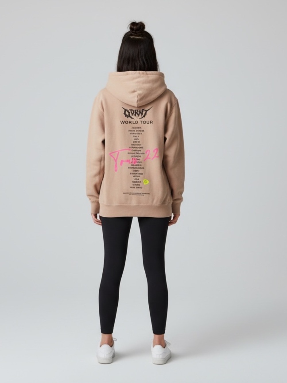 Justin Bieber Justice World Tour 2022 Hoodie Tan Pink Signature Graphic